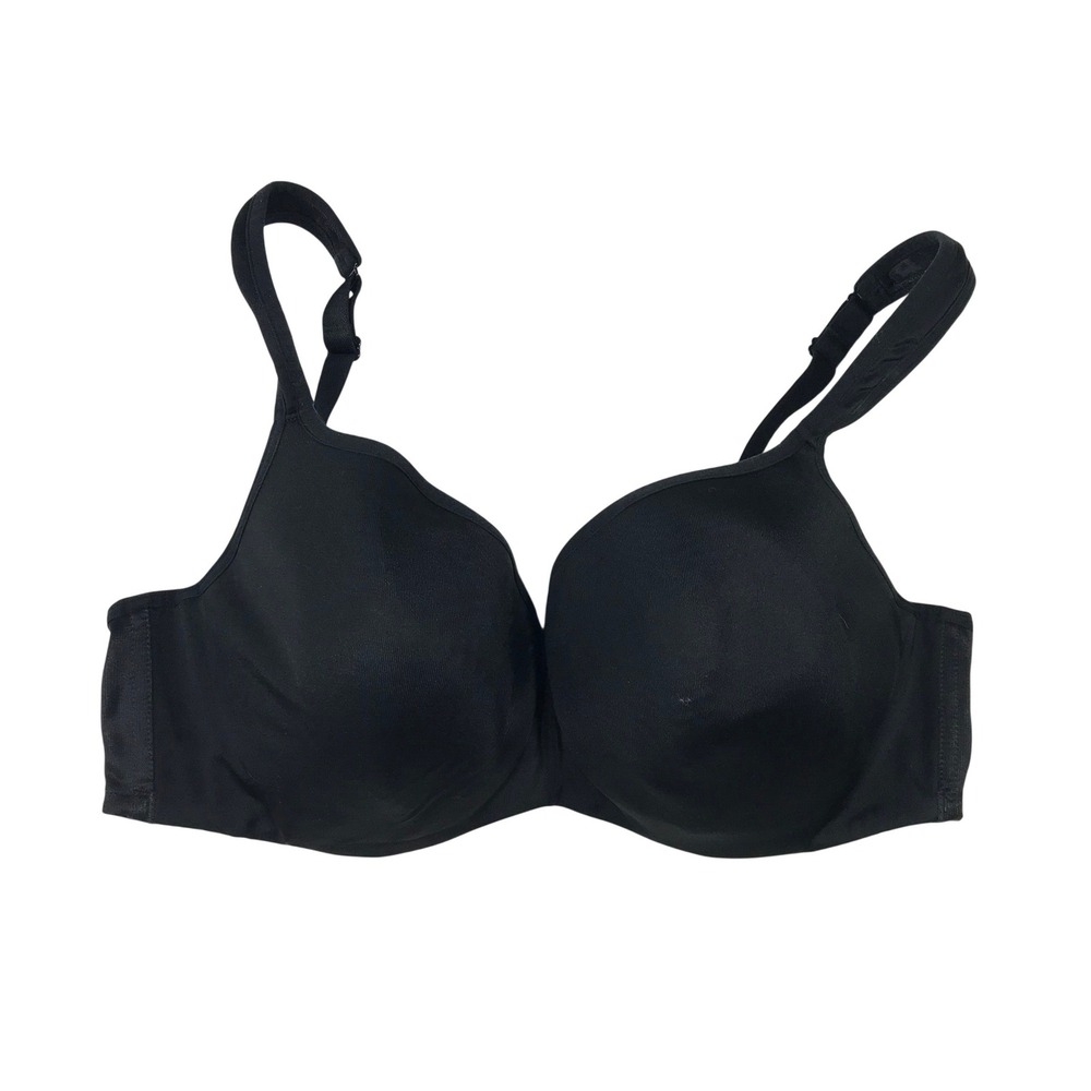 Cacique Black Balconette‎ Bra 42C Lightly Lined Underwire Smooth Seamless Plus